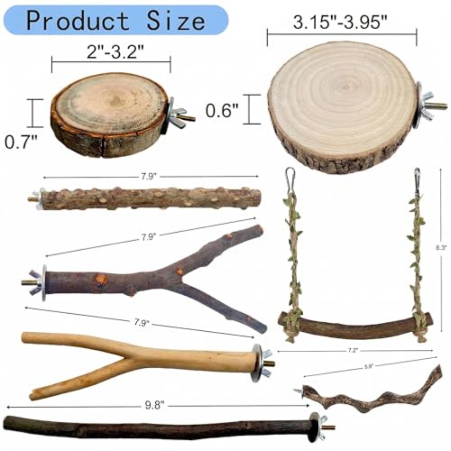 8PCS natural wood bird perches - đánh giá và giá Health & Wellness Kuala Lumpur
