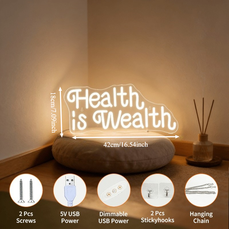 Health is Wealth Neon Sign LED - đánh giá và giá Health Wellness Yoga